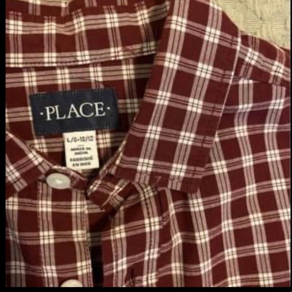 🎈$5 Find! Youth Children’s Place Shirt. Deep Red Plaid. - Picture 1 of 3